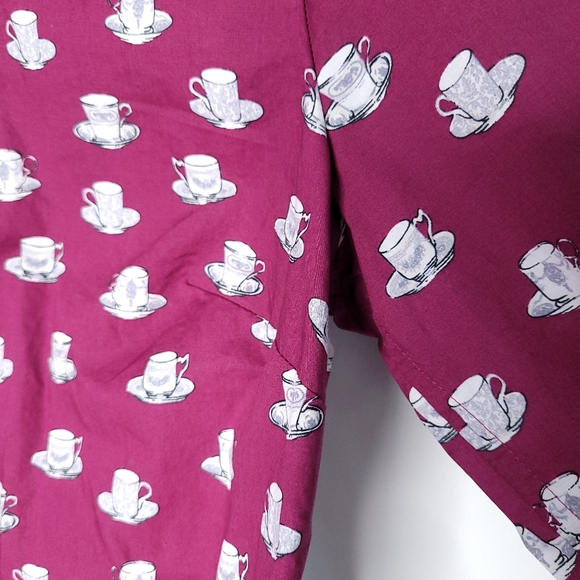 TALBOTS Women's Teacup/Saucer Print Button Down Shirt SMALL - Picture 10 of 13